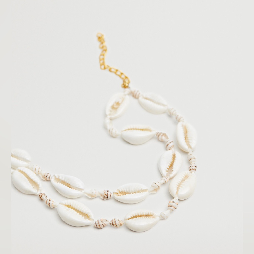 Mango NWOT Sea Shell Ankle Bracelet Anklet with Golden Chain One Size